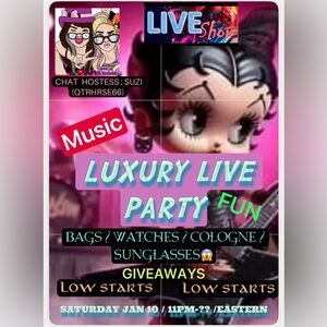 ⭐️READ⭐️LUXURY LIVE PARTY TONITE!! /BAGS/WATCHES/ COLOGNE / SUNGLASSES😱GIVEAWAYS